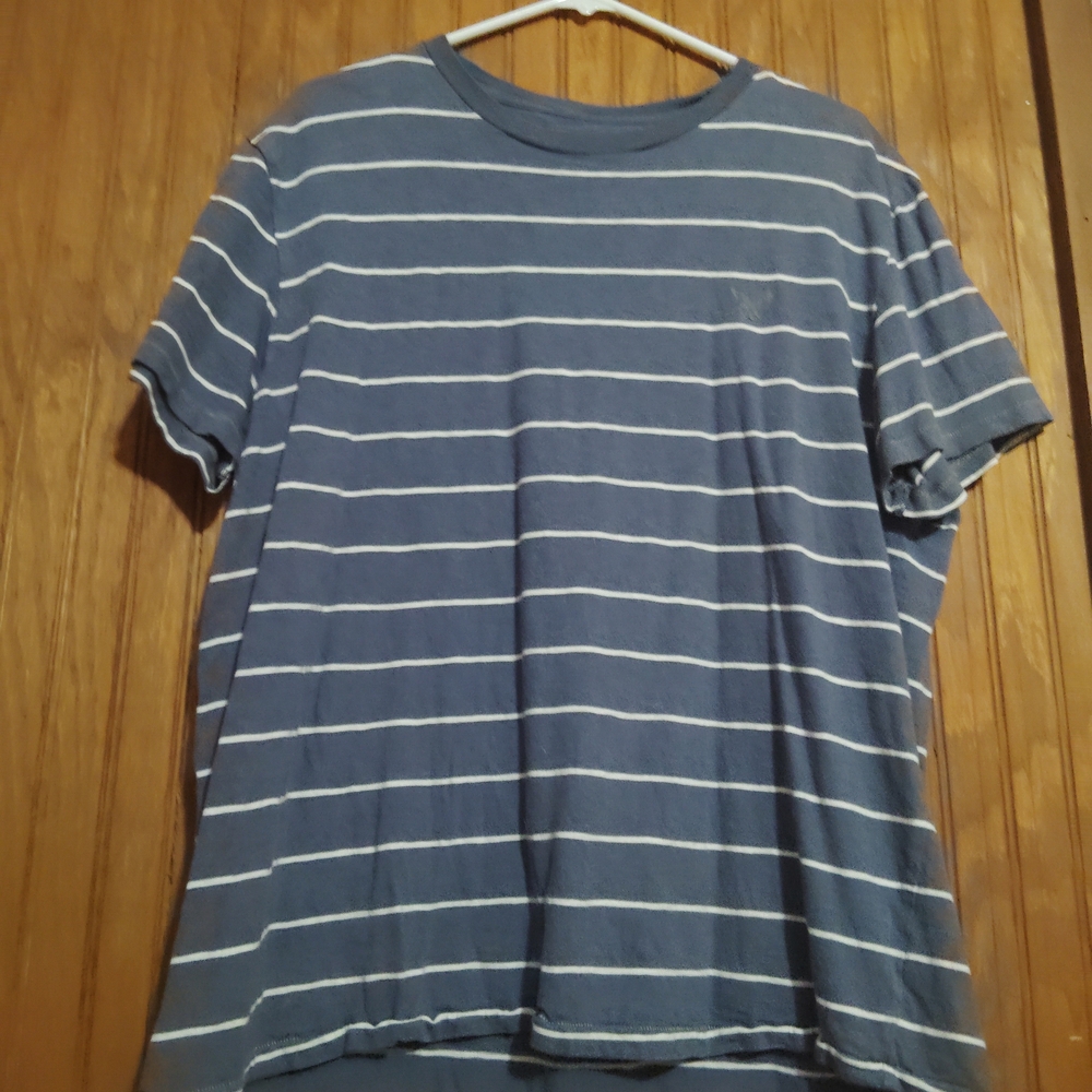 American Eagle Outfitters Navy and White Striped Tee